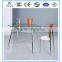 popular cheap modern leather furniture tempered glass top dining table set for dining