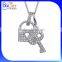 Custom White Gold Plated Cubic Zirconia CZ 925 Sterling Silver Lock Pendant Necklace Pendant