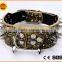 powerful large spiked leather dog collar with various colors and prints