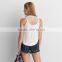 OEM Design Womens 100% Cotton Plain Black Deep Cut Tank Top Loose Fit Sexy Sleeveless Tank Top