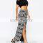 Elephant Print Double Split Maxi Skirt Fashion 2015