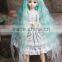 High quality blue to white small wavy 1/4 bjd doll wigs