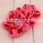 handmade satin fabric flower with rhinestone center for kids hair accessories