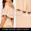 Fashion Style Off-shoulder Skin Color Female Body Suit With Falbala
