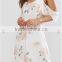 Guangzhou Wholesale Clothing OEM Cold Shoulder Rose Floral Fresh Dresses