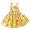 2017 Summer beach style sleeveless princess flowers printed kids party wear dresses for girls