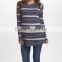 Hot Selling Navy Blue And Taupe Stripe Maternity Tee With Long Sleeve Maternity Tops Women Clothes WT80817-22