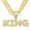 New Design 26 English Letter Pendant Jewelry Hiphops Cuban Chain 18K Gold Plated Zircon Necklace