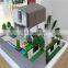 Led light villa house model, scale miniature model with landscape trees