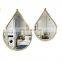 K&B antique decorative water drop shape gold iron frame wall makeup mirror for home decor