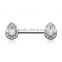 Cubic Zircon teardrop straight 316L surgical steel nipple piercing rings Body Jewelry