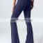 Fashion Morning Glory Design High Waist Gym Wear Bottom Zipper Flares Yoga Pants Leggings With Pockets For Women