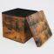 Foldable storage polyester ottoman-Wood Grain