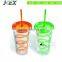 Double wall straw mug with printng