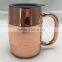 Passed FDA, CA65 Double Wall 304 Stainless Steel, Copper Plated 17oz 500mL insulated Beer Mug with plastic lid                        
                                                Quality Choice