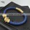 2016 Factory Real Stingray Leather Bracelet 18k Gold Stainless Steel Skull Bracelet Men Bracelet