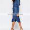 denim women dress with drawstring long sleeves women dress OEM service