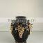 15"Black gold grape Antique ceramic porcelain flowers basket vase