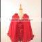 wholesale price cashmere cape with fox fur flowers