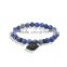 KJL-ST0006Antique Silver and Gold Plated Hand of Fatima natrual blue stone Bracelet of black CZ beads Evil Eye Bracelets For Men