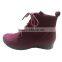 2015 ankle women lace up boot comfortable flat woman boot for winter