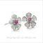 girls stylish new design red cyrstal beaded gold and silver flower earring