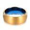 Two-tone Tungsten Ring, Gold and Blue Tungsten Wedding Band Ring