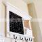 Home Decor Wood Wall Mounted Bulletin Board Entryway Chalk Board Mail Sorter Rack with Key Hooks and BlackBoard