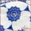 Blue embroidered floral hollow out cotton lace fabric, embroidery design fabric