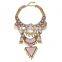 Fashion women pink arcylic gems gold plated alloy necklace jewelry