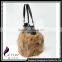 CX-H-10B High Quality Fashion Leather Handbags Women Real Fox Fur Ladies Hand Bag
