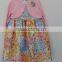 Lovely Baby Girls Flowers Printed Long Knitted Sleeve Party Dress for Autumn