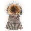 Myfur Newest Real Raccoon Fur Bobble Winter Knitting Wool Beanie Cap