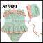 Polka Dot cute piece swimsuit children swimwear with swimming cap