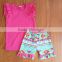 kids clothes wholesale china flutter sleeve with ruffle t-shirts match floral print shorts newborn outfits 2 piece outfit