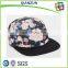 custom floral flat short brim blank 5 panel flat caps camp cap