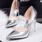 Classic Ladies Noble Sexy Lace 10 cm Round Head Waterproof T Shallow Mouth High Heels Shoes