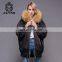 Embroidery bomber down jacket with raccoon fur collar big size