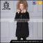 Long style women and mens black jacket with fur collar