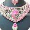 MODISH BOLLYWOOD A.D DESIGNER WEDDING SILVER PLATED NECKLACE EARRINGS TIKA JEWELRY SET