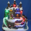 Polyresin Christmas Decoration 13” Led gingerbread house with rotating figurines