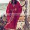 Plus size Red Cotton Beach Dress Embroidery Robe de Plage Bikini cover up Beachwear Pareos de Playa Mujer Beach tunic Cover ups