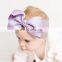 Girls Nylon Headband with Ribbon bow Baby Solid Stretchedable Headwear for 0-6T 18Colors
