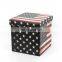 Customized Printing PVC leather multipurpose folding storage cube ottoman America USA flag