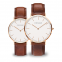 Stainless Steel Fashion Women Watches Man Genuine Leather Ultrathin Quartz Watch