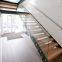 Modern Wood Stairs Treads Indoors Staircase Steel Handrail Design Open Tread Glass Railing Straight Staircase