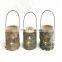 new design MDF wood antique bark ramadan lanterns candle holder with glass cup