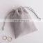 PandaSew Gray 10*8cm Custom Logo Printed Velvet Jewelry Pouch Gifts Drawstring Bag