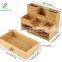 Bamboo Desktop Pencil Holder with Drawer 6 Slots Workspace Supplies Organizer, Original