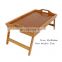 Kitchen & Tabletop Amazon Hot Selling Bamboo Hotel Kitchen Tableware Food Tray Foldable Support Legs Tray Bed Dinner Plate Tray